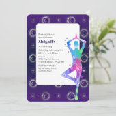 Paarse Mystical Sun en Moon Yoga Birthday Kaart (Staand voorkant)