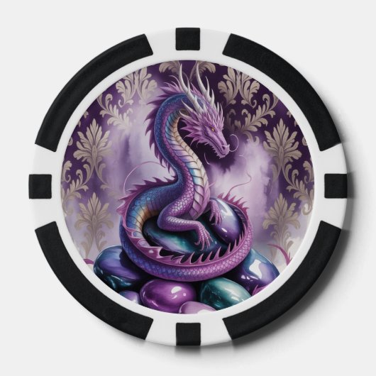 Paarse Mystieke Draak Gotisch Poker Chips (Voorkant)