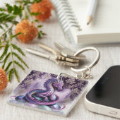 Paarse Mystieke Draak Gotisch Sleutelhanger (Voorkant Rechts)