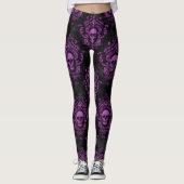 Paarse mystieke schedel leggings (Voorkant)