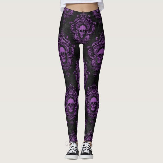 Paarse mystieke schedel leggings (Voorkant)