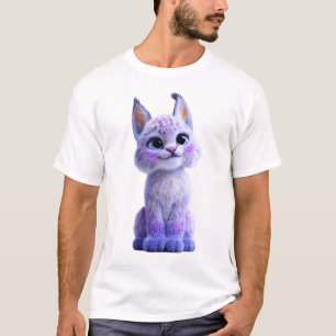 Paarse mythologische lynx pluizige bosgeest mannen t-shirt