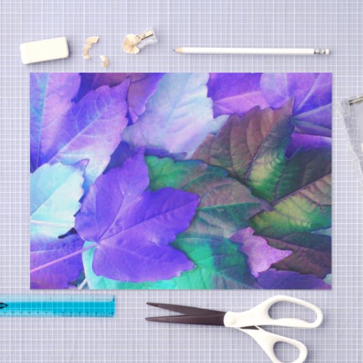 Paarse N Blauwgroen bladeren Tissuepapier (Craft)