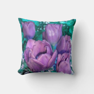 Paarse N Blauwgroen Tulpen Sierkussen