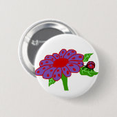 Paarse n-rode ladybug met bloemknop ronde button 5,7 cm (Voorkant /achterkant)