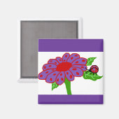 Paarse N rode lieveheersbeestje met bloemmagneet Magneet (Voorkant / Achterkant)