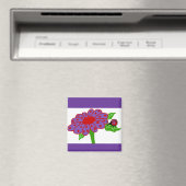 Paarse N rode lieveheersbeestje met bloemmagneet Magneet (Insitu (Vaatwasser))