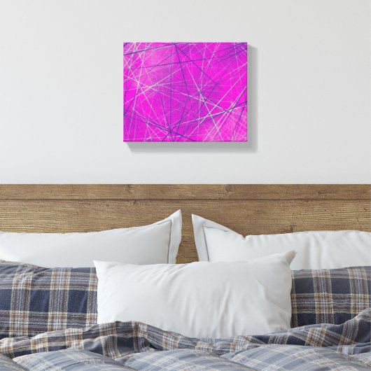 Paarse n roze Abstracte netwerklijnen Canvas Afdruk (Insitu (Slaapkamer))
