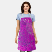 Paarse n roze Abstracte netwerklijnen Schort (Gedragen)