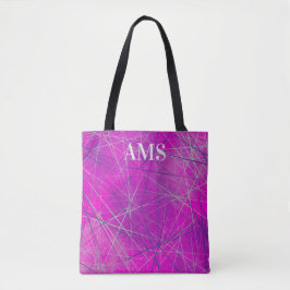 Paarse n roze Abstracte netwerklijnen Tote Bag