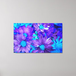 Paarse N turquoise madeliefjes gewikkeld canvas pr