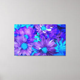 Paarse N turquoise madeliefjes gewikkeld canvas pr Afdruk