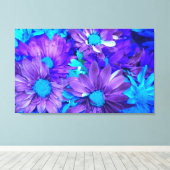 Paarse N turquoise madeliefjes gewikkeld canvas pr Afdruk (Insitu (Houten vloer))