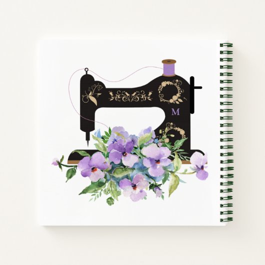 Paarse  naaimachine notitieboek (Achterkant)