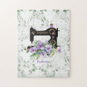 Paarse  naaimachine, speciaal aangepast legpuzzel (Verticaal)