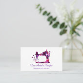 Paarse naaimachine visitekaartje (Staand voorkant)