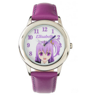 Paarse naam Anime girl Horloge