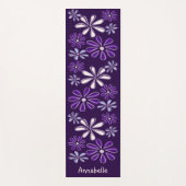 Paarse Naam Botanische Bloempatroon Yogamat (Voorkant)