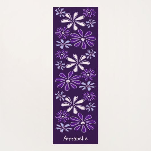  Paarse Naam Botanische Bloempatroon Yogamat (Achterkant)