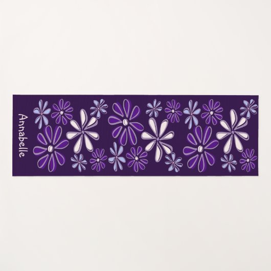 Paarse Naam Botanische Bloempatroon Yogamat (Voorkant (horizontaal))