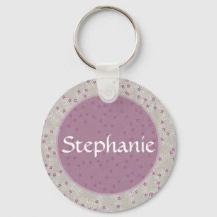 Paarse naam Button Sleutelhanger