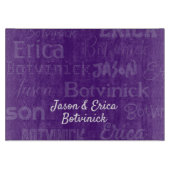 Paarse naam Challah Board Snijplank (Voorkant)