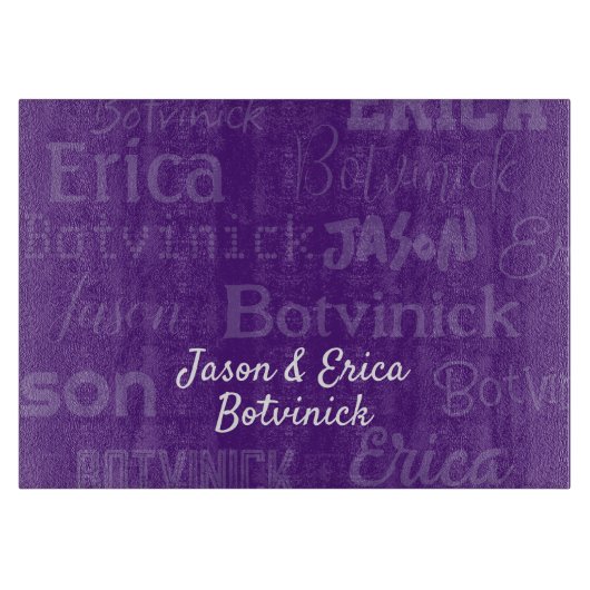 Paarse naam Challah Board Snijplank (Voorkant)