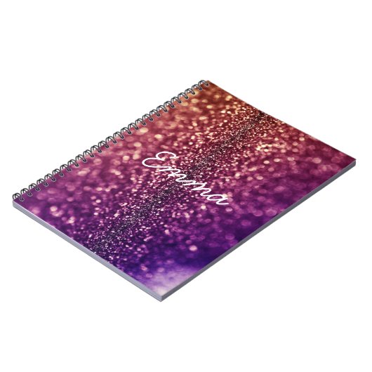 Paarse naam EMMA bling glitter notebook Notitieboek (Linkerzijde)