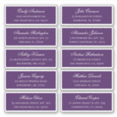 Paarse naam en adres van de gast. Bruiloft verzend Sticker (Voorkant)