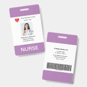 Paarse naam, Foto, Info, Logo, Barcode Badge (Voor- en achterkant)