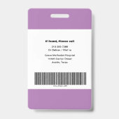Paarse naam, Foto, Info, Logo, Barcode Badge (Achterkant)