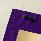 Paarse naam handtekening bedrijf logo strandlaken (In situ)