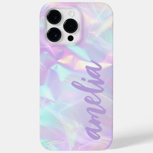 Paarse naam holografische pastel regenboog kleuren Case-Mate iPhone case (Achterkant)