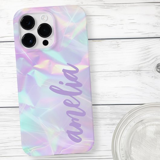 Paarse naam holografische pastel regenboog kleuren Case-Mate iPhone case