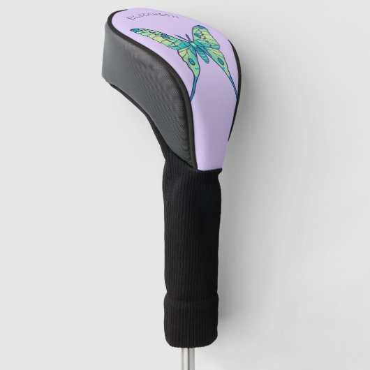 Paarse naam van de luimotvlinder golfheadcover (Schuin)