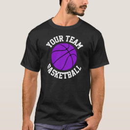 Paarse naam van het Basketbalteam, naam van speler T-shirt