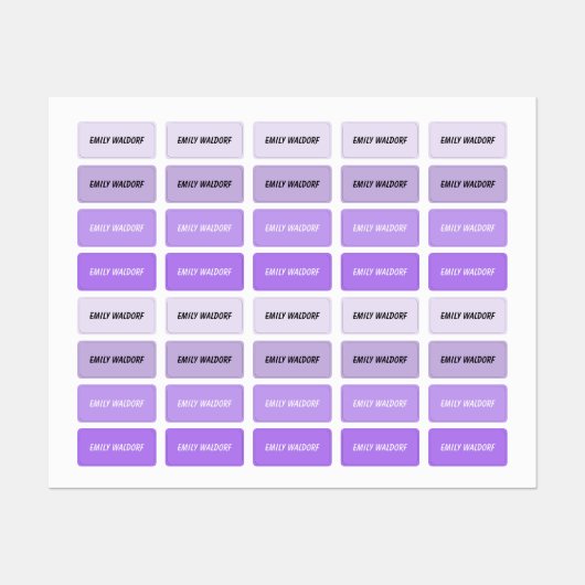 Paarse Naamlabels voor Kinderkleding School Labels (Vel)