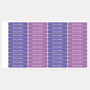 Paarse naamlabels voor schoolkamp kinderopvang labels