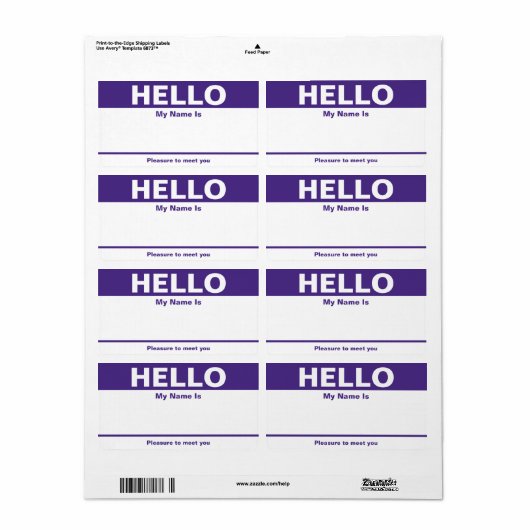 Paarse-naamtag - Etiket (Full Sheet)