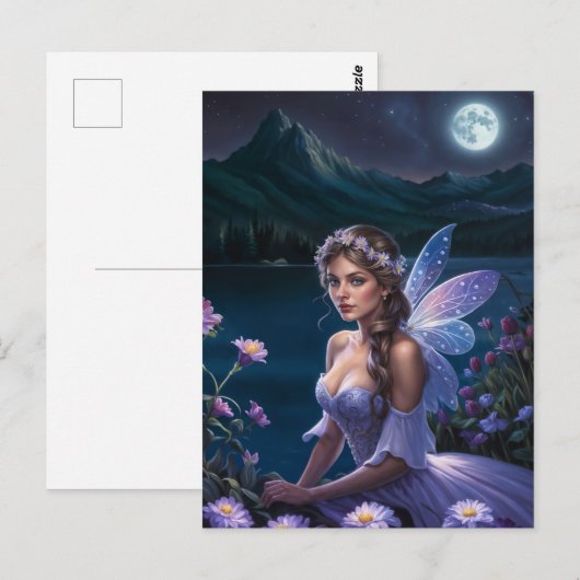 Paarse nacht fee briefkaart (Voorkant / Achterkant)