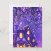 Paarse nacht Halloween feest spookhuis Kaart (Achterkant)