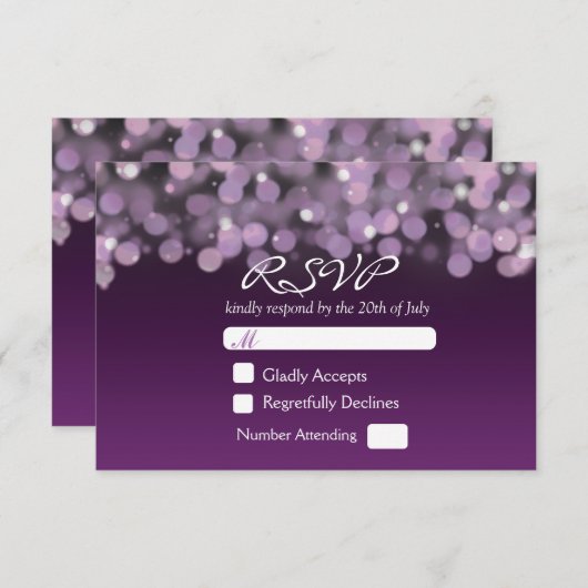 Paarse nacht Sky Lights bruids bruiloft RSVP Kaart (Voorkant / Achterkant)