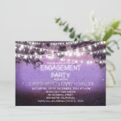 paarse Nacht & Tuinverlichting Verlovingsfeest Kaart (Staand voorkant)