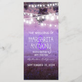 paarse nachtlichten bruiloft programma grillige ka programmakaart (Voorkant)