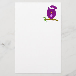 Paarse Nachtuil Ontwerp Briefpapier
