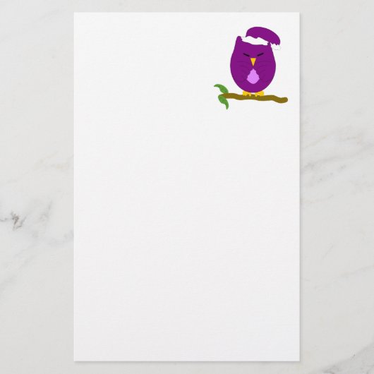 Paarse Nachtuil Ontwerp Briefpapier (Voorkant)