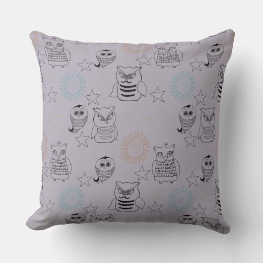 Paarse Nachtuilen Kussen (Voorkant)