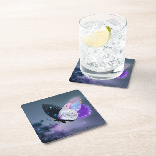 Paarse nachtvlinder kartonnen onderzetters (Insitu)