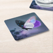 Paarse nachtvlinder kartonnen onderzetters (Schuin)