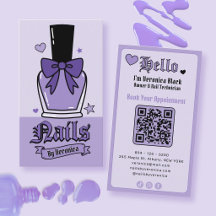 Paarse nagellakfles met strik nagelsalon QR-code